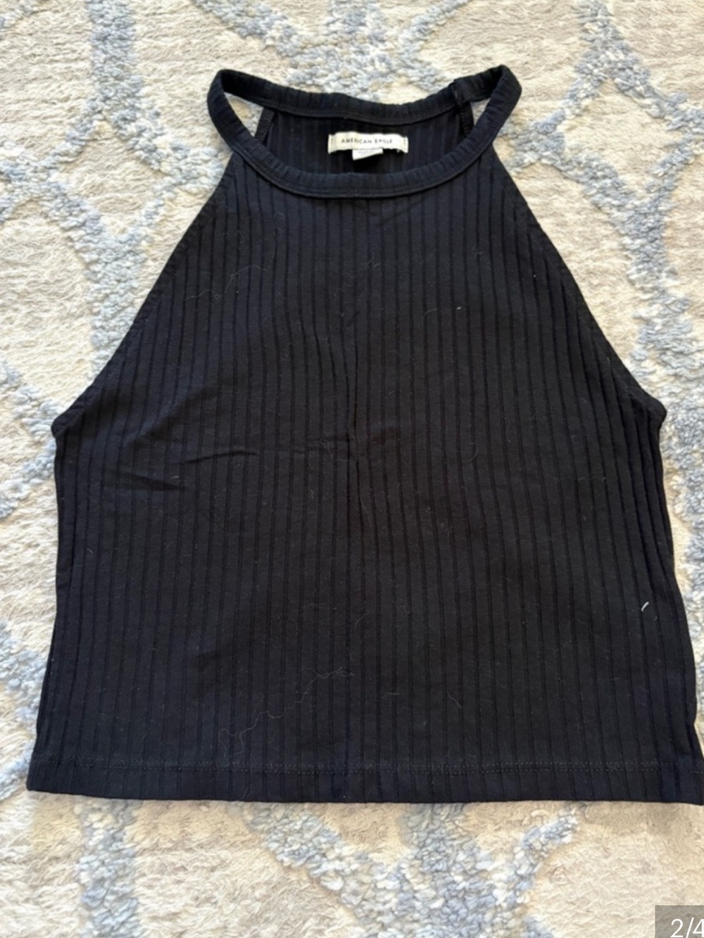 3 for $14 American Eagle Outfitters Black Ribbed High-Neck Crop Tank size xs